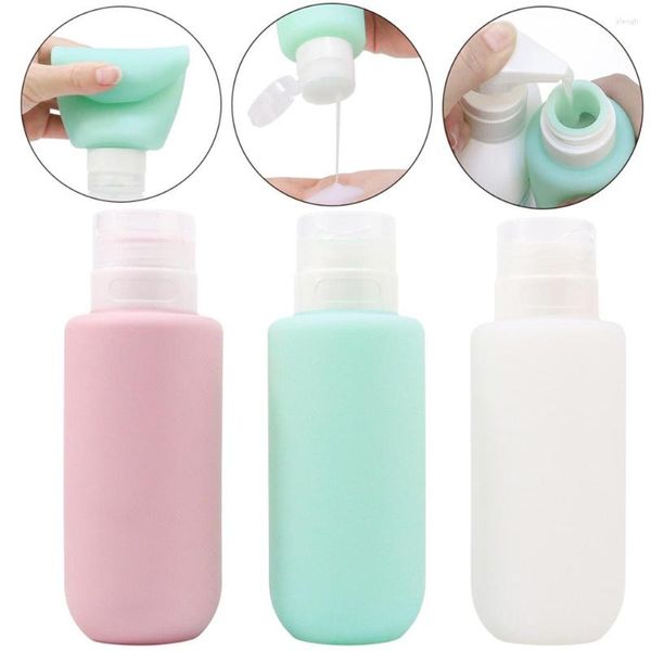 Bouteilles de stockage 200 ml Shampooing Conteneur Silicone Bouteille Rechargeable Lotion Squeeze Tube Boîte De Voyage Portable Taille Outil De Maquillage Vide