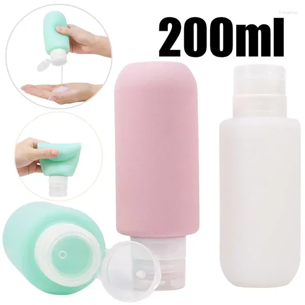 Botellas de almacenamiento 200 ml Botella de silicona recargable Ducha de ducha gel recipiente champúes de viaje portátiles de viaje portátiles al por mayor