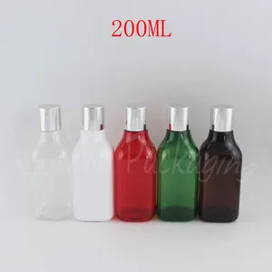 Opslagflessen 200 ml vierkante plastic fles schroefdop 200cc lege cosmetische container make-up water / lotion onderbodken (30 pc / perceel)