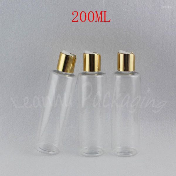 Botellas de almacenamiento 200ML Botella de plástico transparente de hombro plano 200CC Envase cosmético vacío Champú / Gel de ducha Embalaje