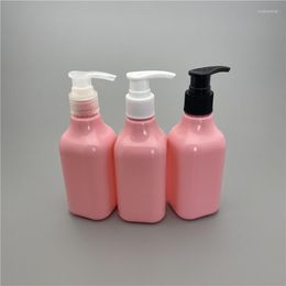 Frascos de armazenamento 200 ML X 24 Sabonete Líquido Rosa Loção Bomba Plástico Quadrado Shampoo Recarregável Vazio Gel de Banho Recipientes Cosméticos