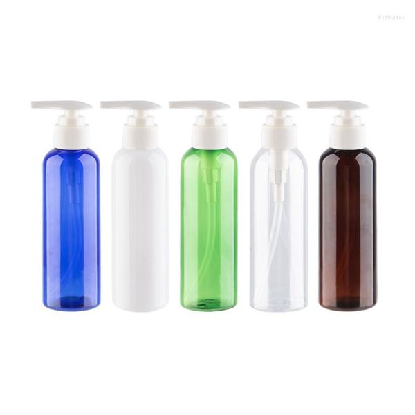 Botellas de almacenamiento 200ml X 30 bomba de loción en forma de corazón botella de PET de color azul claro verde ámbar para champú tóner jabón líquido