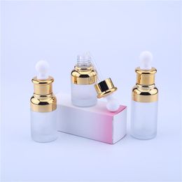 Opslagflessen 200 stcs 20 ml 30 ml 50 ml Clear Frosted Glass Dropper Bottle Degel Cosmetic Packaging Container Flacons Essentiële olie