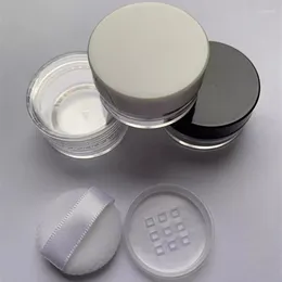 Opslag Flessen 200 Stuks 5g 5 ml Zwarte Lege Plastic Zalfpotje DIY Cosmetische Losse Poeder Container Met zeef Bladerdeeg Pakket Case Fles