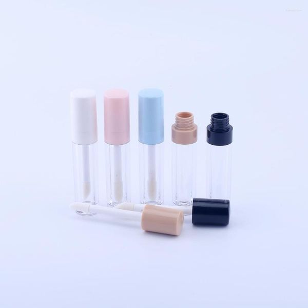 Bouteilles de stockage 200pcs 8ml Lip Gloss Tubes en plastique vides Exquis Mini Clear Lipgloss Emballage Conteneur avec couvercle rose mat 5 couleurs