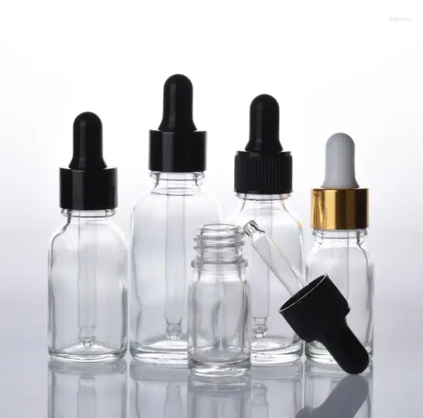 Bouteilles de rangement 200 pcs vide 10 ml bouteille de gouttes en verre transparent avec compte-gouttes pour les huiles essentielles e cigarettes liquides sn745