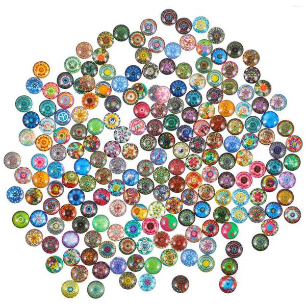 Bouteilles de stockage 200 pcs mosaïque imprimé verre dôme fleur motif cabochons 10 mm carreaux ethniques ronds pierres à dos plat pour artisanat bijoux de bricolage