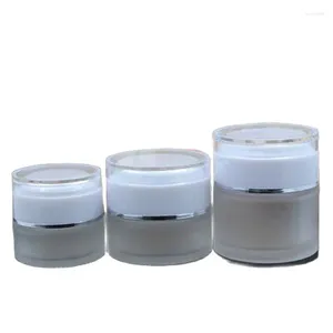 Opslag Flessen 20G 30G 50G Lege Vorst Glazen Verpakking Container Acryl Wit Deksel Cosmetische Oogzalfpotje Hervulbare Fles 20 stuks