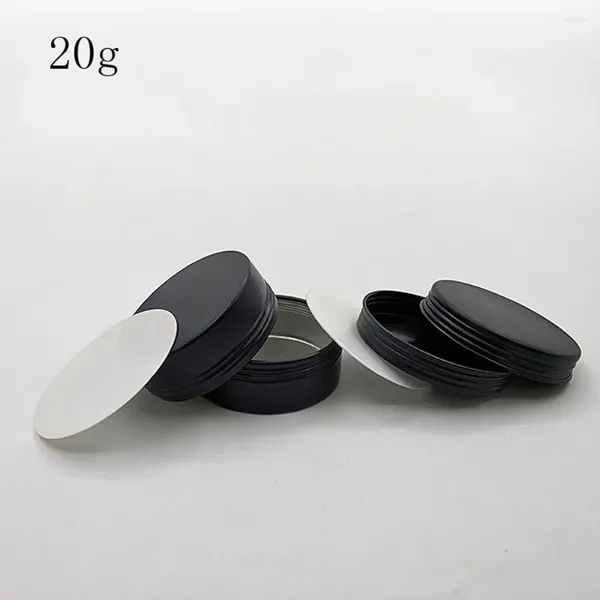Bouteilles de rangement 20g vide noire mini échantillon de maquillage cosmétique bocaux en aluminium Contruneurs de surface à vis
