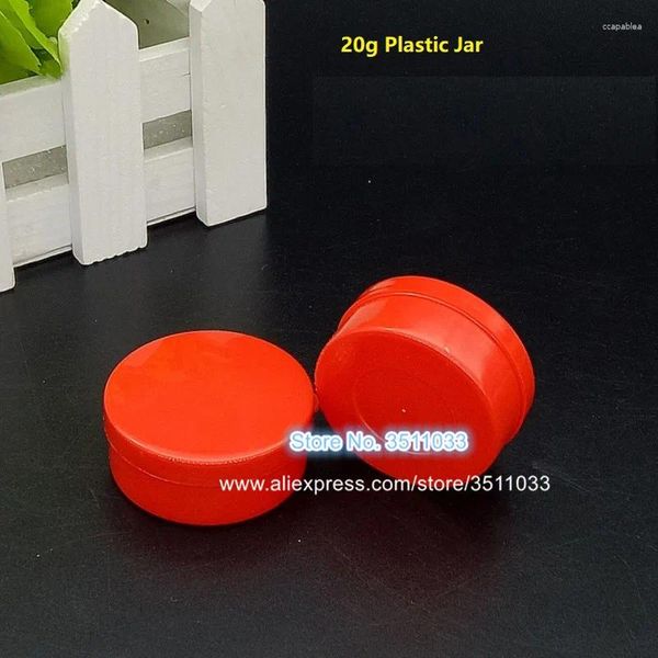 Botellas de almacenamiento 20 g/ml de frascos de maceta de plástico rojo contenedor de muestra cosmética envasado vacío para contenedores de carga dividida de arte de uñas