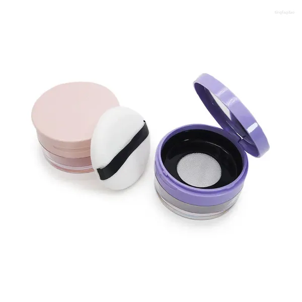 Bouteilles de rangement 20g Puffeuse en plastique portable Pot en poudre en vrac vide avec miroir de tamis cuillère cosmétique tamis pot de voyage