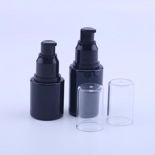 Botellas de almacenamiento de 20ML, 30ML, 40ML, 60ML, bomba de loción, botella de belleza, contenedor de aceite esencial de vidrio negro vacío, estuche recargable, 10 Uds.