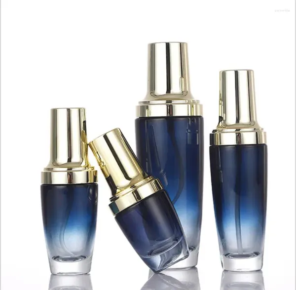 Bouteilles de rangement 20 ml bouteille en verre bleu sérum / lotion / fond de teint / émulsion / toner de gouttes Essence Humidité Eau de la peau