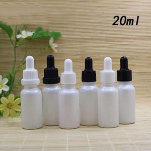 Bouteilles de stockage 20ml Perle Blanc Verre Compte-gouttes Bouteille Toner Eau Essence Humidité Liquide Huile Sérum Hyaluronique Peau Carecosmétique Emballage