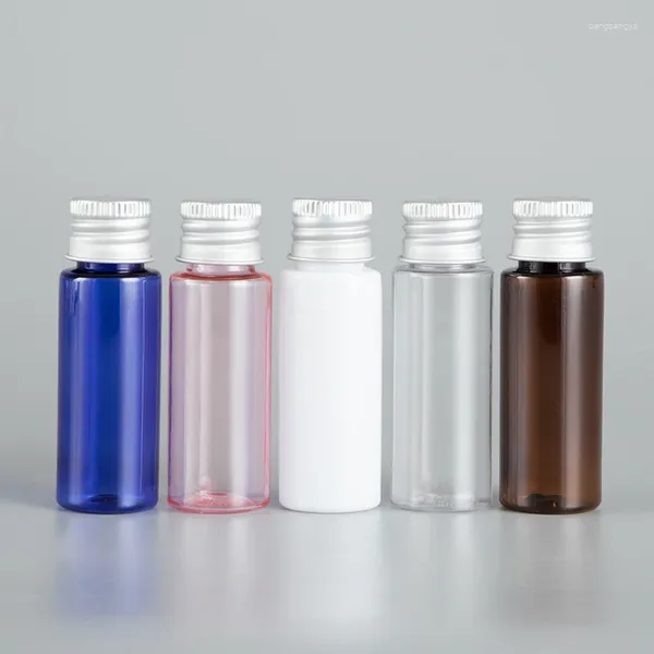 Bouteilles de stockage 20ML X 100, récipient cosmétique vide en plastique, bouchon à vis en aluminium, emballage de lavage de shampoing, savon liquide, parfum