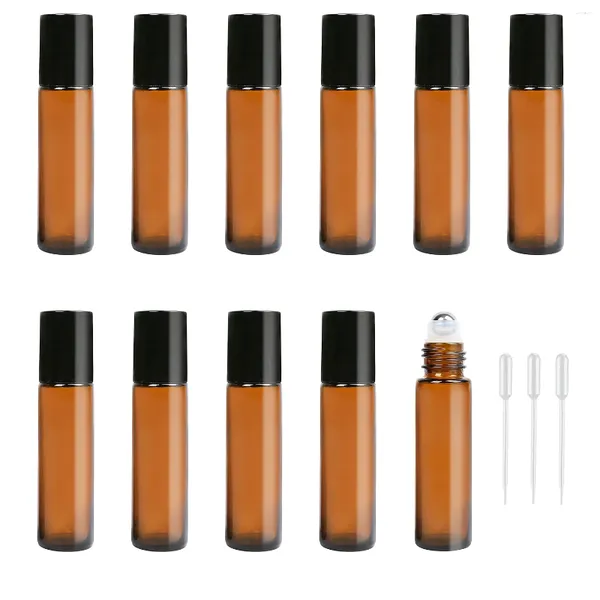 Botellas de almacenamiento 20PC 1/2/3/5/10ML Rollo de ámbar vacío en vidrio Pulso Aceite esencial Rodillo Herramientas de maquillaje Contenedor de líquido recargable