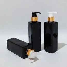 Bouteilles de stockage 20pc 250 ml en plastique PET avec pompe à lotion en aluminium doré 250cc récipient noir blanc transparent pour gel douche savon liquide