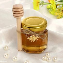 Bouteilles de stockage 20pcs 1,5 oz hexagone miel mini collation en verre avec pots confiture dipper abeille pendentifs corde en bois