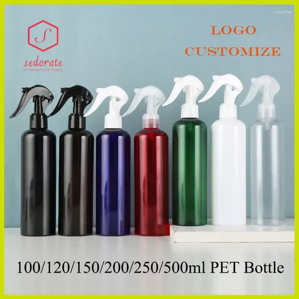 Botellas de almacenamiento 20pcs 100 ml de 120 ml de botella de mascotas vacías con tapa de gatillo tapa de plástico negro atomizador de 500 ml de contenedor cosmético QY21301-20