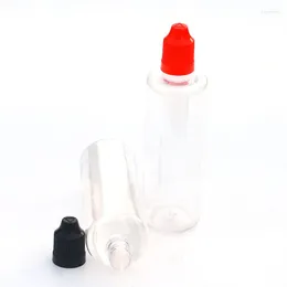 Botellas de almacenamiento 20pcs 100 ml de botella de mascotas transparente cuentagotas de plástico con tapa a prueba de niños con aguja líquida vacío vial duro