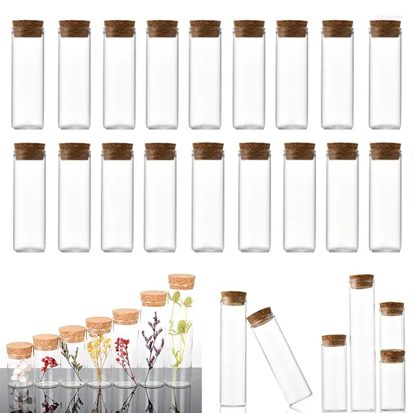 Botellas de almacenamiento 20pcs 10 ml-100ml mini corchos jarras de vidrio frascos transparentes viales de boca recta deseando contenedor de decoración de bricolaje