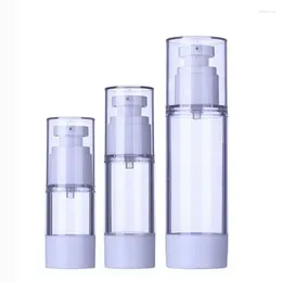 Bouteilles de rangement 20pcs 15 ml 30 ml 50 ml blanc transparent comme bouteille de pompe sans air vide les contenants en plastique essentiels