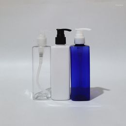 Opslagflessen 20 stks 250 ml blauw/helder/zwarte huisdierfles bruine lotioncontainer met zwarte pomp lege shampoo -hervulbaar