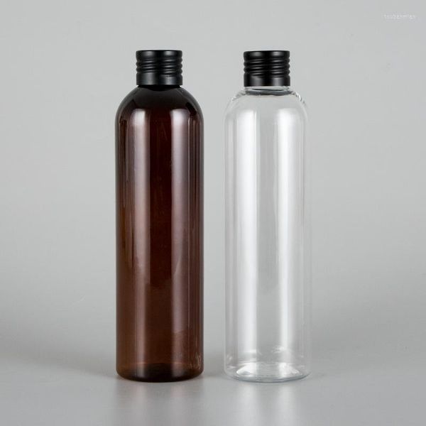 Botellas de almacenamiento 20 piezas 250ml botella cosmética marrón con tapa de rosca de aluminio 250cc tóner contenedor de plástico aceite 8,5 Oz líquido vacío