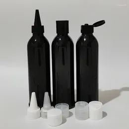 Bouteilles de stockage vides en plastique noir de 250ml, 20 pièces, avec capuchon à disque, bouche pointue pour Gel douche, shampoing, emballage cosmétique