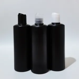 Botellas de almacenamiento 20pcs 300ml champú de plástico negro de hdpe negro con tapa de disco gel jabón líquido limpiador facial empaquetado cosmético