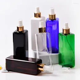 Botellas de almacenamiento 20 unids 300 ml Vacío Claro Negro Oro Spray Recargable Cuadrado Plástico Embalaje Perfume Contenedor Silver Mist Sprayer