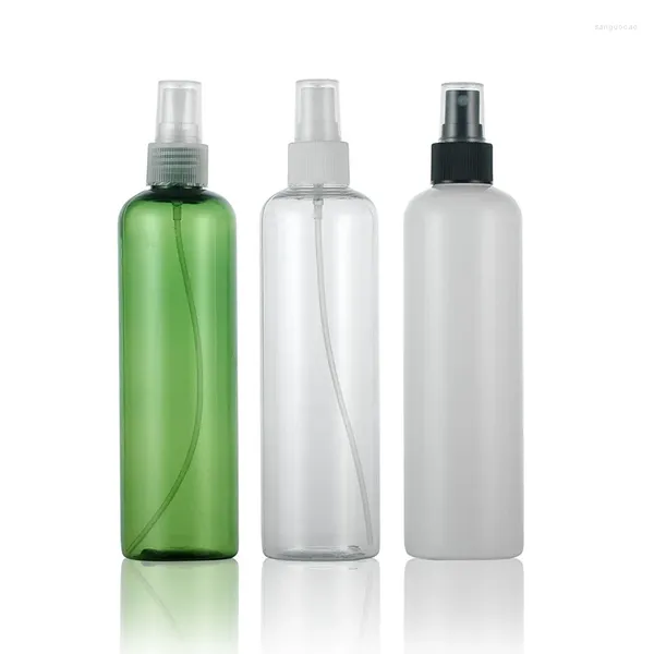 Botellas de almacenamiento 20pcs 300 ml de plástico vacío rociador de niebla recipientes cosméticos botella de perfume con bomba de pulverización verde claro verde transparente