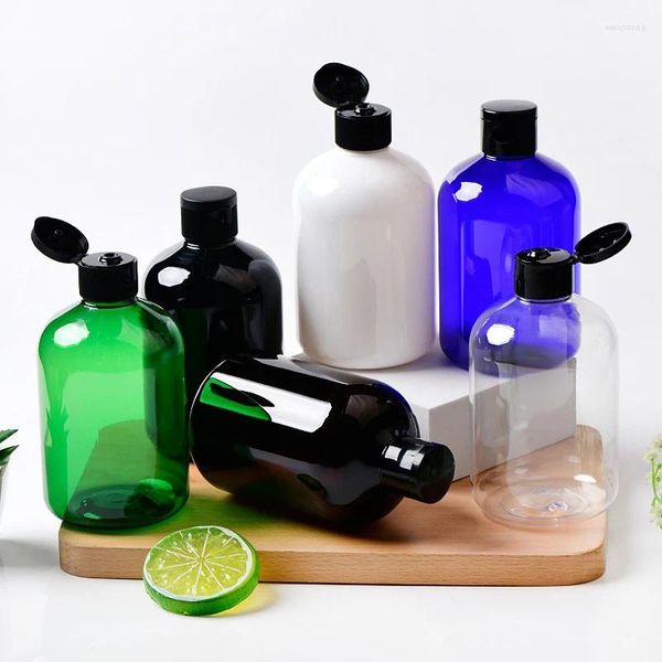 Bouteilles de stockage 20pcs 300ml vide blanc noir clair PET cosmétiques bouteille en plastique avec couvercle à rabat pour shampooing liquide savon gel douche