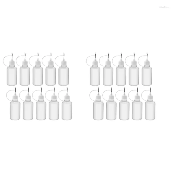 Botellas de almacenamiento 20pcs 30 ml de plástico Tip de plástico aplicador botella recargador de botella con tapas de aguja para gateo bricolaje