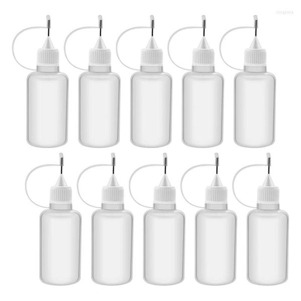 Bouteilles de stockage 20 pièces 30Ml en plastique applicateur à pointe compressible flacon compte-gouttes rechargeable avec bouchons d'aiguille pour colle bricolage