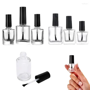 Bouteilles de stockage 20 pièces 5ml/10ml/15ml, flacons vides carrés/ronds transparents rechargeables pour vernis à ongles en verre avec capuchon de brosse pour exposition d'échantillons d'art