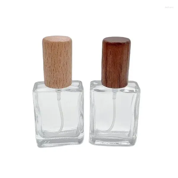 Botellas de almacenamiento 20 piezas transparentes de la tapa de madera de vidrio cuadrado de la tapa de la tapa de la tapa del tornillo