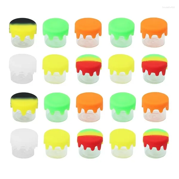 Bouteilles de rangement 20 pcs en verre avec couvercle de silicone 6 ml de cire de cire de haute qualité pour concentré