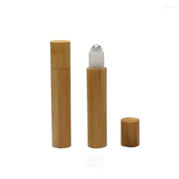 Bouteilles de rangement 20pcs / lot 15 ml Rool en acier de haute qualité sur bouteille vide Perfume en bois en bambou essentiel vide