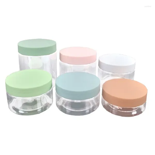 Bouteilles de rangement 20pcs Jar crème en plastique Vide 68 dia esthétique rechargeable pots clear récipient emballage couvercle coloré portable