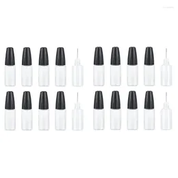 Bouteilles de stockage 20 pièces applicateur de pointe de précision 10Ml/0.34Oz bouteille d'aiguille de distribution colle vide PET avec capuchon d'étanchéité facile à utiliser