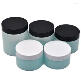 Bouteilles de stockage 20pcs bouteille à large bouche vide pot en plastique bleu clair pots cosmétiques noir couvercle blanc 3oz 100g 120g 150g 200g 250g crème