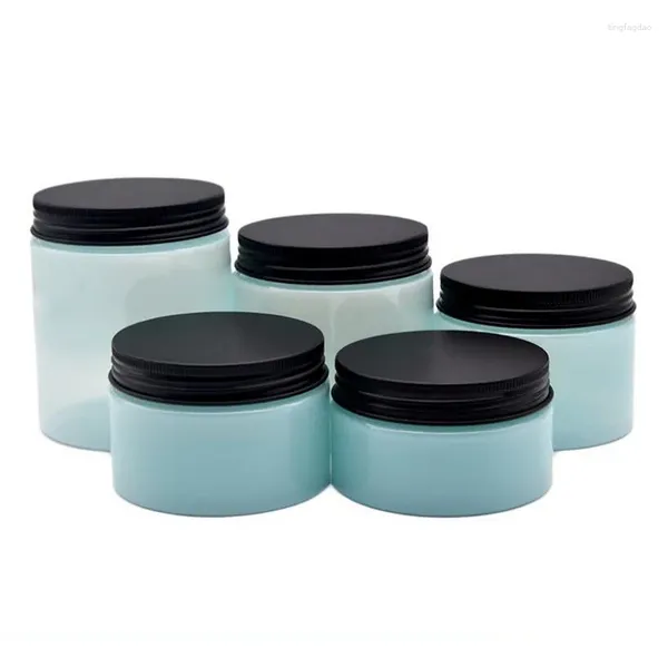 Bouteilles de rangement 22pcs contenants cosmétiques pots crème pots en aluminium noir ligth ligth pots en plastique bleu