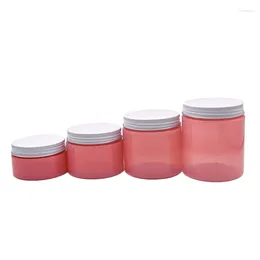 Bouteilles de rangement 22pcs vide vide Crème rose Crème Contianer en plastique Coud d'aluminium blanc 100g 150g 200g 250g Emballage Cosmétique Bouche large