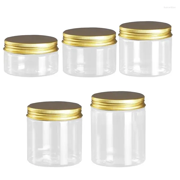 Botellas de almacenamiento 22 piezas de mascota Jarras cosméticas de plástico transparente Gold de aluminio Tapa de aluminio Recipiente de mascarilla para el cuidado