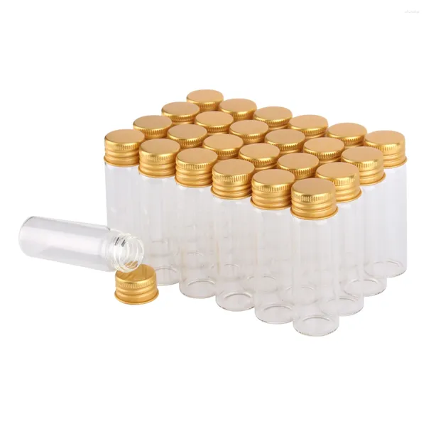 Bouteilles de stockage 24 pièces 20ml pots à épices en verre Transparent avec couvercles en aluminium doré 22 80mm pour artisanat d'art faveurs de mariage