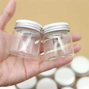 Opslagflessen 24 stuks 47 50 mm 50 ml kruidenglas zilveren schroefdop Tiny Candy Jars flesitio's diy ambachtelijke transparante mini