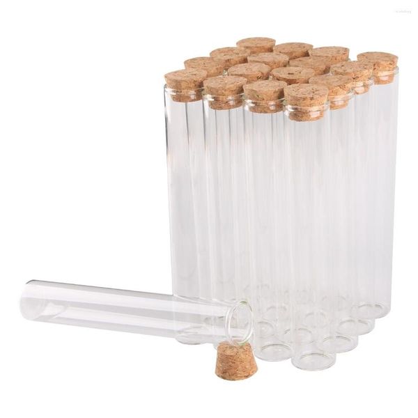 Botellas de almacenamiento 24 piezas 60 ml 25 150 mm Tubo de ensayo de vidrio transparente con viales de tapón de corcho para favores de boda