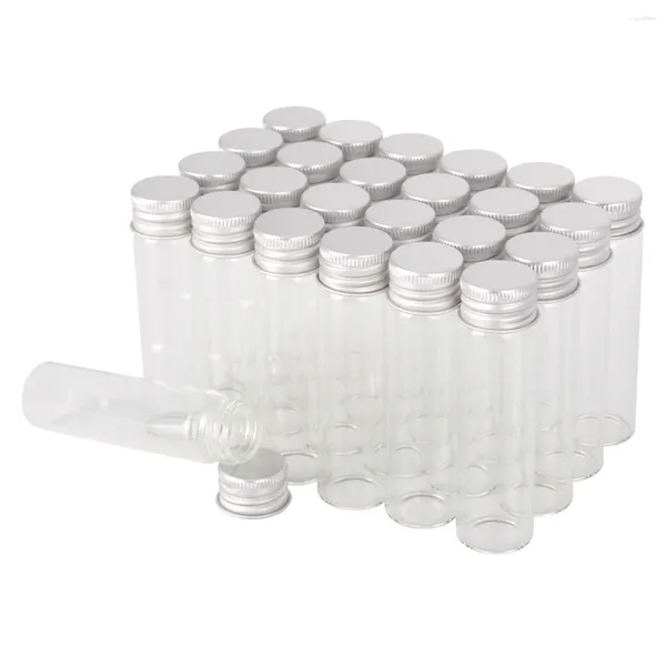 Bouteilles de stockage 24 pièces / lot 5 ml 7 ml 10 ml 14 ml 18 ml 20 ml 25 ml 30 ml en verre avec bouchons en aluminium pots de bonbons de parfum vides pour l'artisanat de bricolage d'art