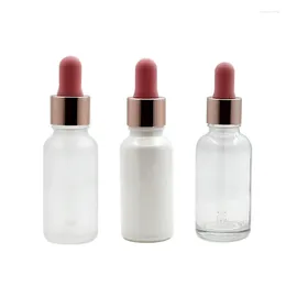 Opslagflessen 24 x 100 ml 50 ml 30 ml 20 ml 1/2oz 1/3oz Wit glas Essentiële olie Pink Druppelaar Druppel Druppel Serum 1oz Container